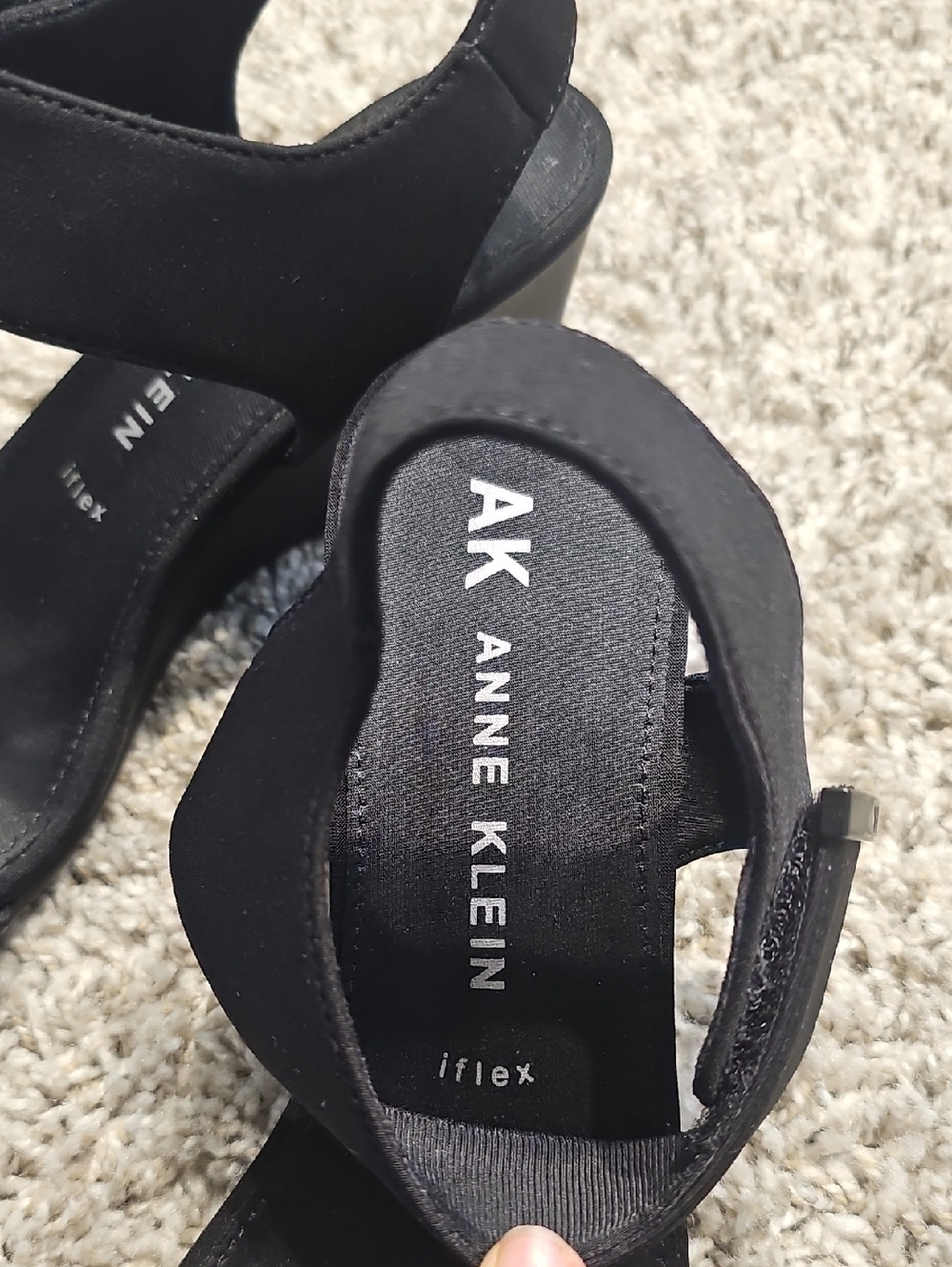Anne Klein Black Two-Strap Heel Sandals - Picture 2 of 11